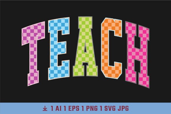 Elevating Educational Branding with Teacher Checkered PNG Teach Neon Preppy