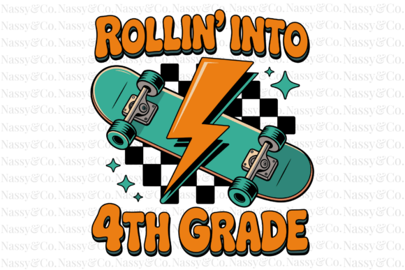 Rollin into 4th Grade Skateboard PNG: A Digital Asset for Back-to-School Creativity