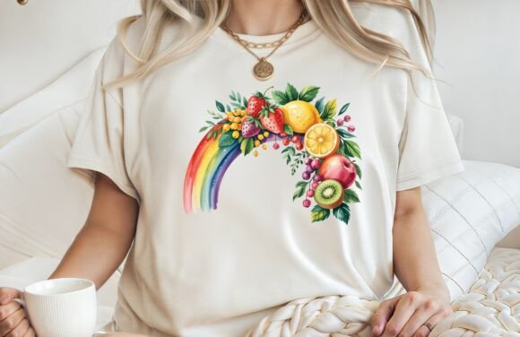Summer Vibes Vibrant Rainbow Fruit Shirt: A Bold Design Asset