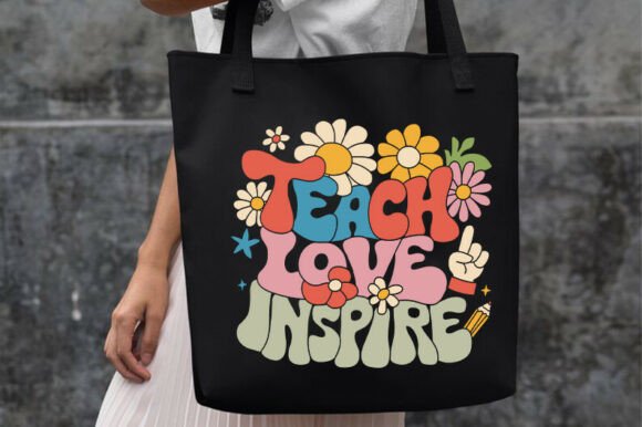 Teach Love Inspire Retro Groovy Men Kids