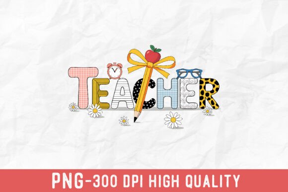 Teacher Fun Pattern Pencil PNG for Creative Educator Designs